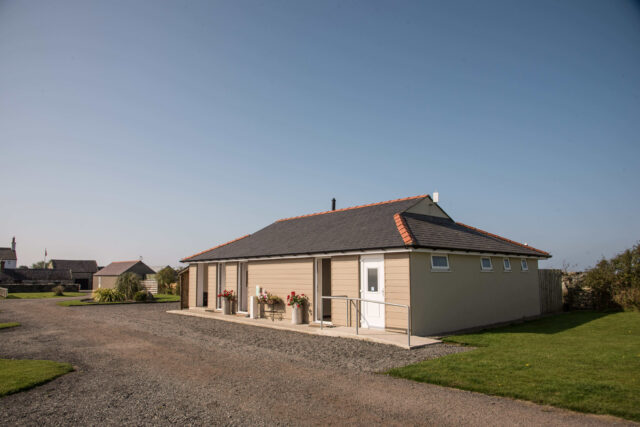 Outside of a shower and toilet facility on a caravan site in Anglesey