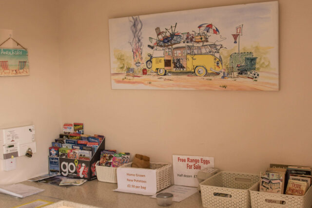 Various items for sale on a counter top