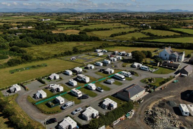 Aerial photo of Bryn Ednyfed adults only caravan site